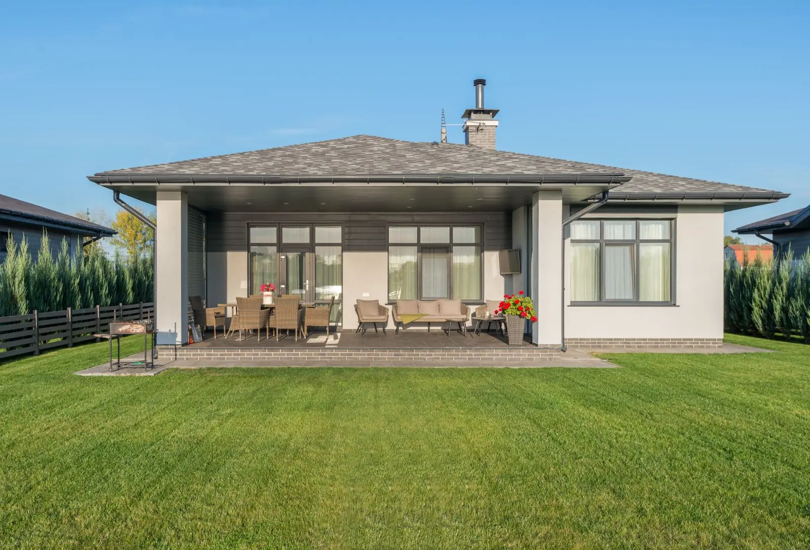 Finished landscaped lawn