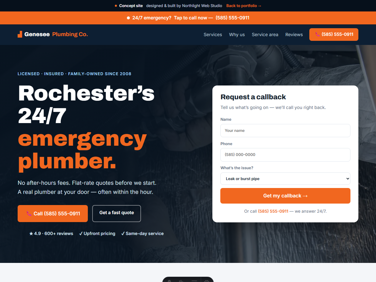 Genesee Plumbing Co. — Plumber — lead-gen site