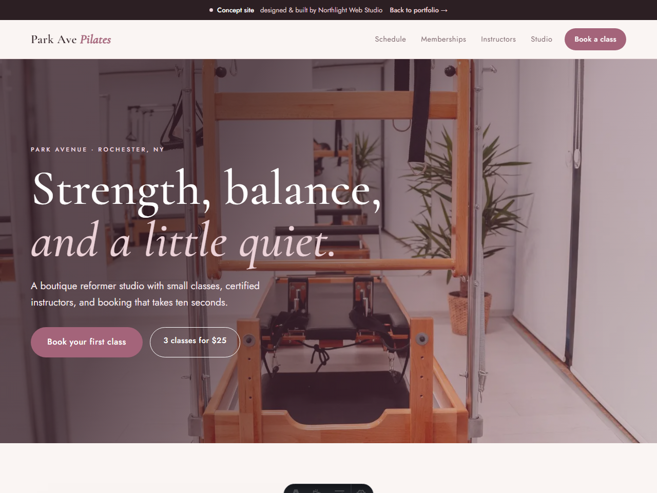 Park Ave Pilates — Studio — booking + memberships