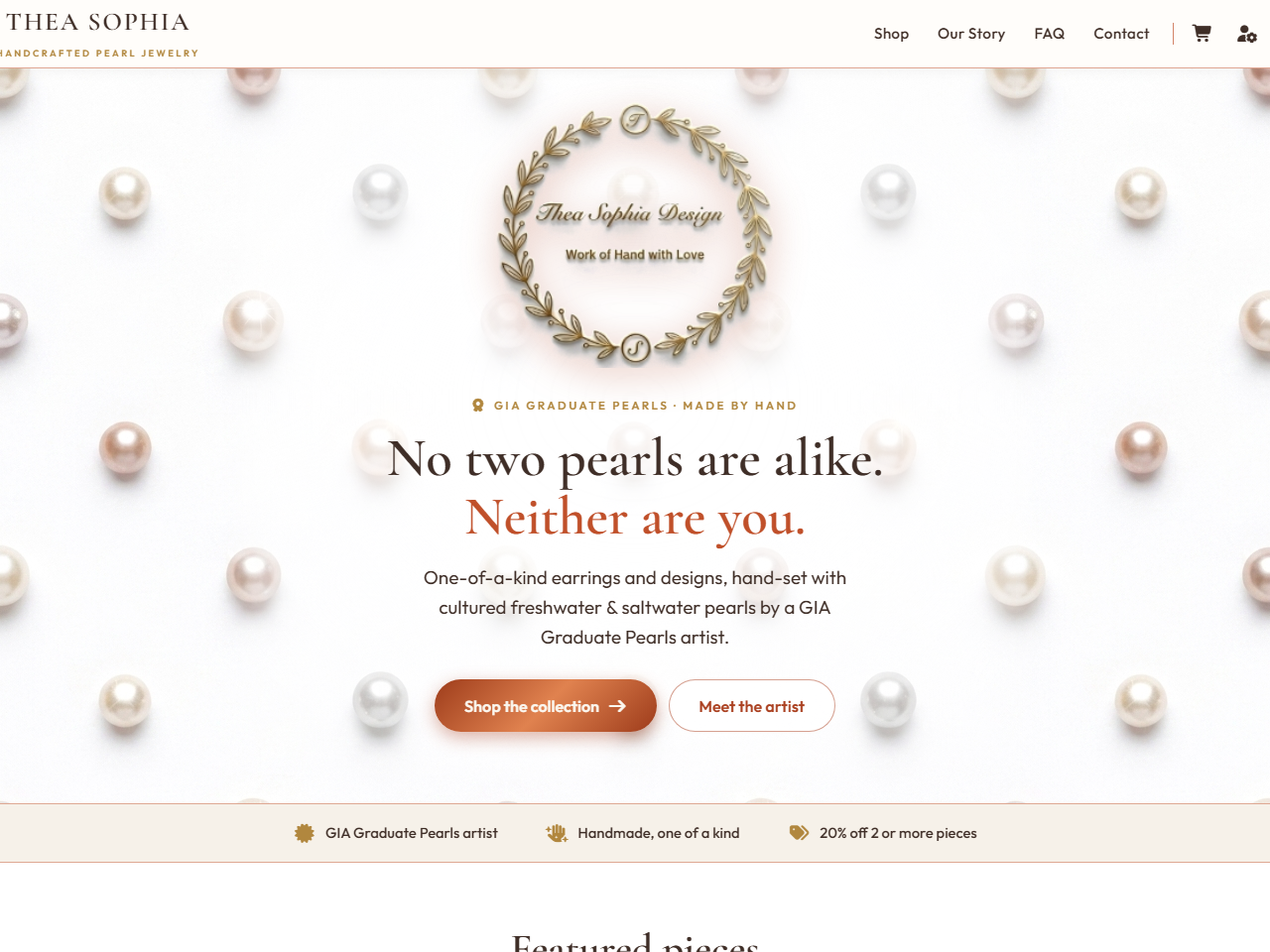 Thea Sophia Design — Pearl jewelry — e-commerce storefront